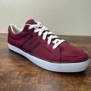 Polo Ralph Lauren Bolingbrook Shoes 11D Maroon Canvas Trainers Sneakers Low Top